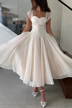 Elegant Sleeveless Waist-cinching Mesh Full-hem Maxi Dress