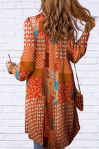 Printed Button Up Long Sleeve Top