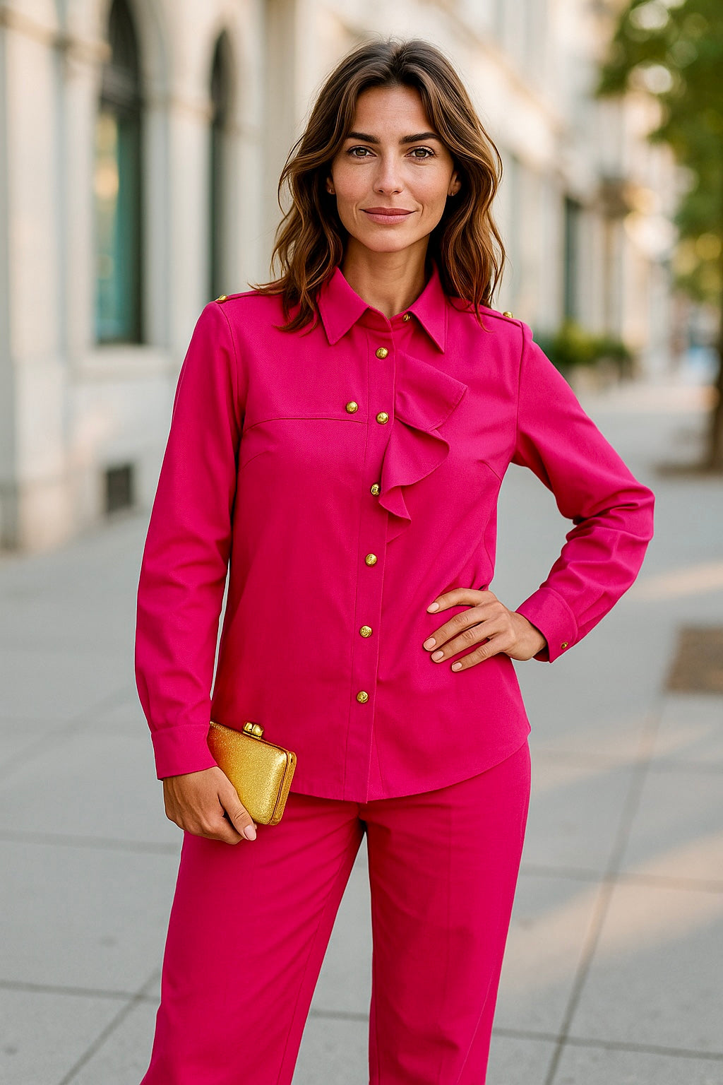 Women__ Hot Pink Long Sleeve  Shirt