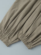 Cotton Blend Lantern Pants Plaid Breathable Leisure Pants