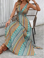 Deep V Sleeveless Backless Beach Smock Vacation And Leisure Maxi Dresses