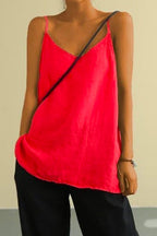 Scoop Neck Solid Cotton Linen Cami Top