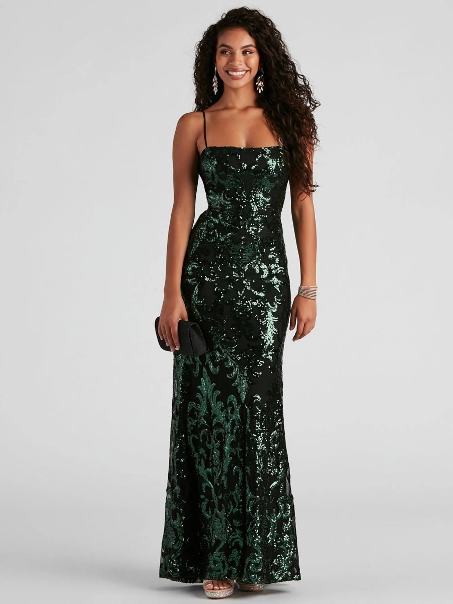Sequins Fishtail Sexy Camisoles Formal Dress Maxi Dresses