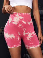 Seamless Tie-dye High-waisted, Tummy-flattening, And Butt-lifting Yoga Shorts