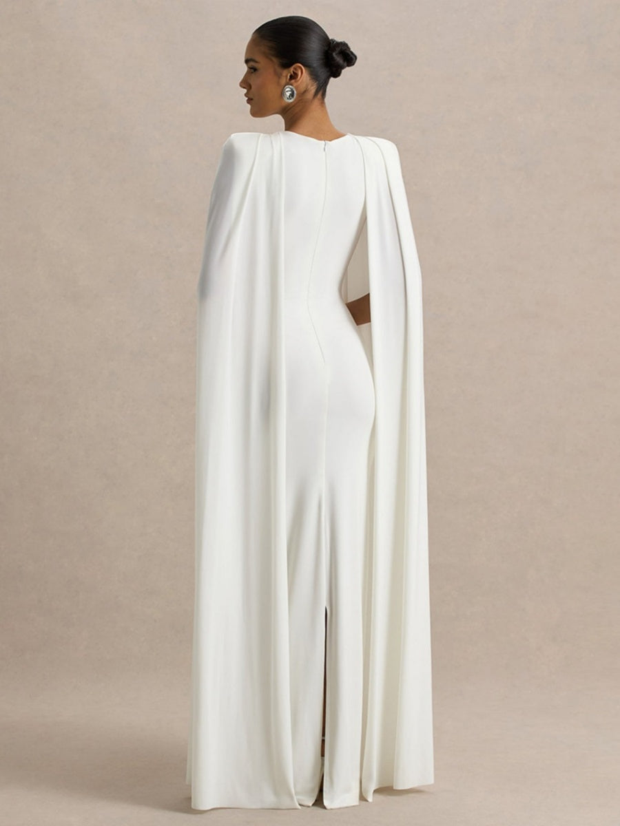 Cloak Style Longline Temperament Crew Neck Grace Maxi Dresses