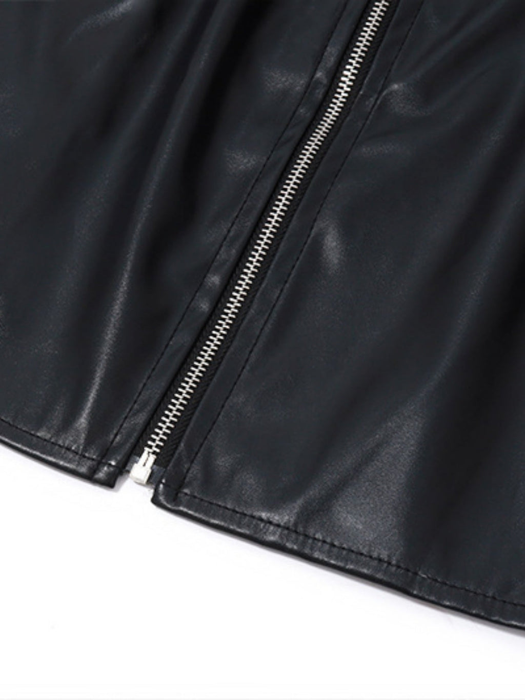PU Leather Fold Zipper Buttons High-waisted Hip-hugging Skirts