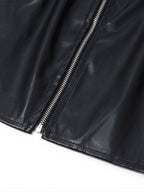 PU Leather Fold Zipper Buttons High-waisted Hip-hugging Skirts