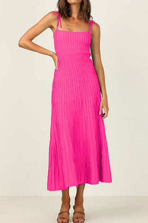 Tie Shoulder High Waist Knit Maxi Cami Dress
