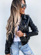 Pocket Zipper Short PU Leather Jackets
