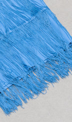 Tassel Halter BANage Midi Dress in PURE Blue