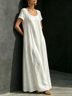 Solid Color Midi Dress