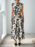 Printed V-neck Vacation Leisure Maxi Dresses