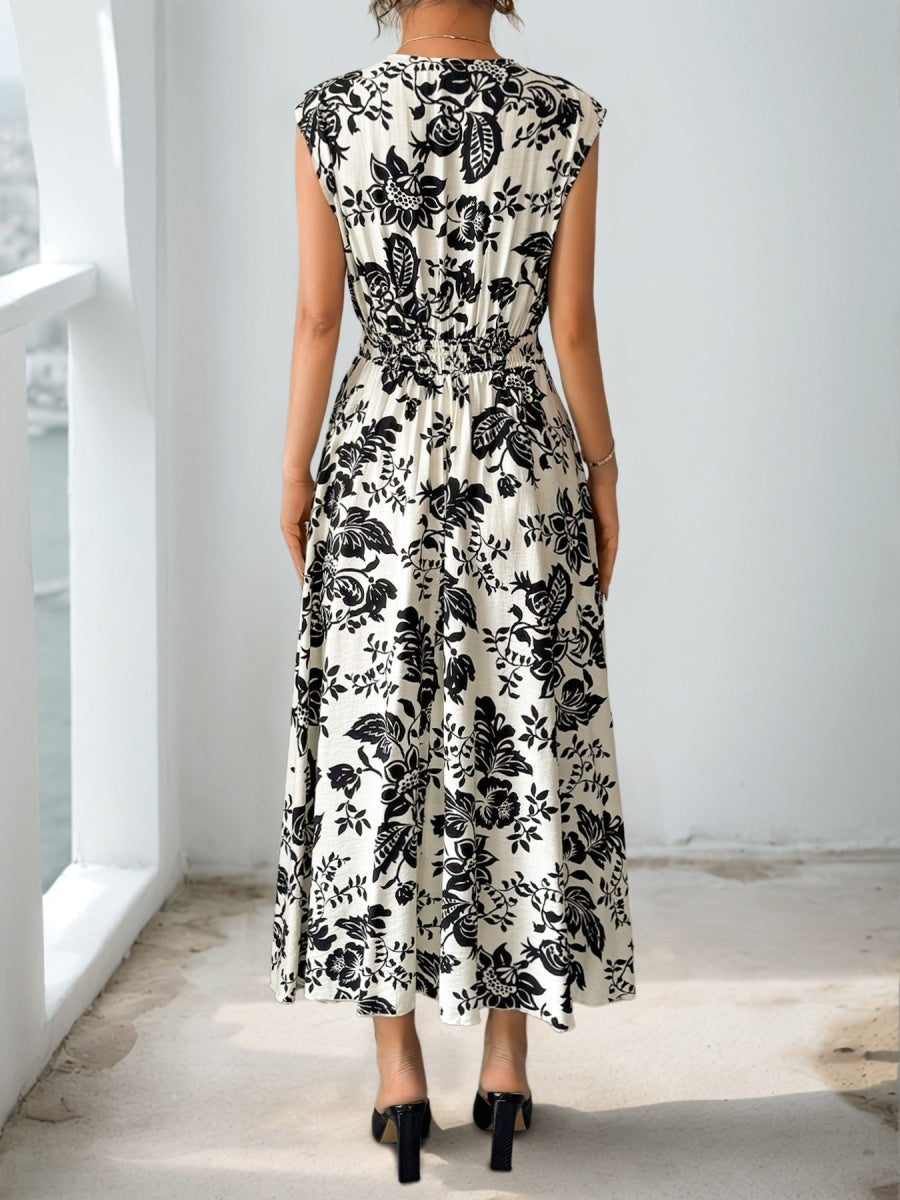 Printed V-neck Vacation Leisure Maxi Dresses