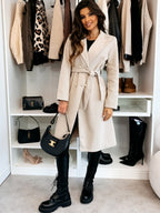 Long Lace-up Woolen Coat