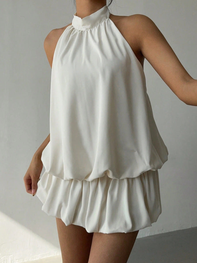 Halter Bandage Backless Flower Bud Skirt Mini&Short Dresses