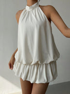 Halter Bandage Backless Flower Bud Skirt Mini&Short Dresses