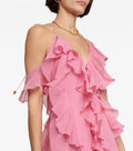 V-neck Ruffle Backless Formal Dress Maxi Dresses