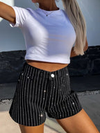 Rhinestone-studded Pocket Straight-fit Jeans