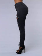 Hole Stretch Slimming Pencil Pants Jeans