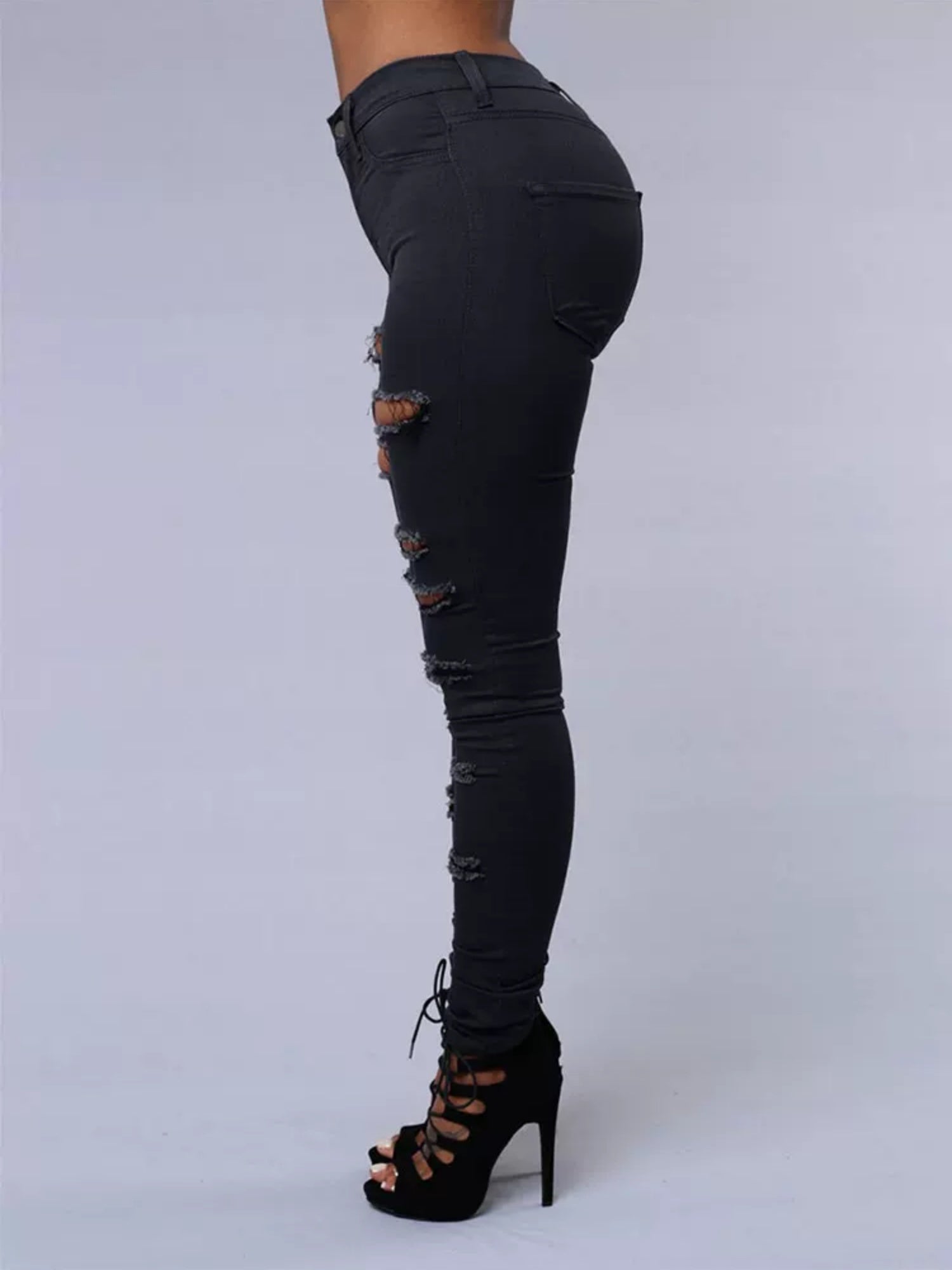 Hole Stretch Slimming Pencil Pants Jeans