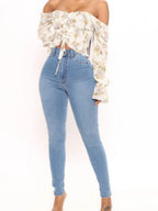 Water-washed Distressed Whitening Stretch High-waisted And Slimming Pencil Pants Jeans