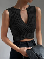 Chain Cross V-neck Knitted Vest