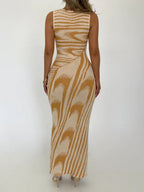 Stripes Gradient Hip-hugging Tight Fit Maxi Dresses