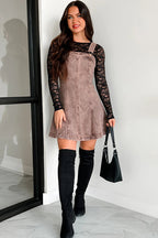 Acid Wash Denim Paneled Pinafore Square Neck Mini Dress
