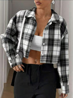 Cardigan Cropped Coat Plaid Shirts