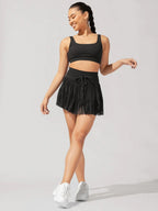 Culottes Sports Pocket Mesh High Waist Skirts