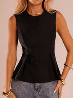 Black Zip-up Casual Sleeveless Vest