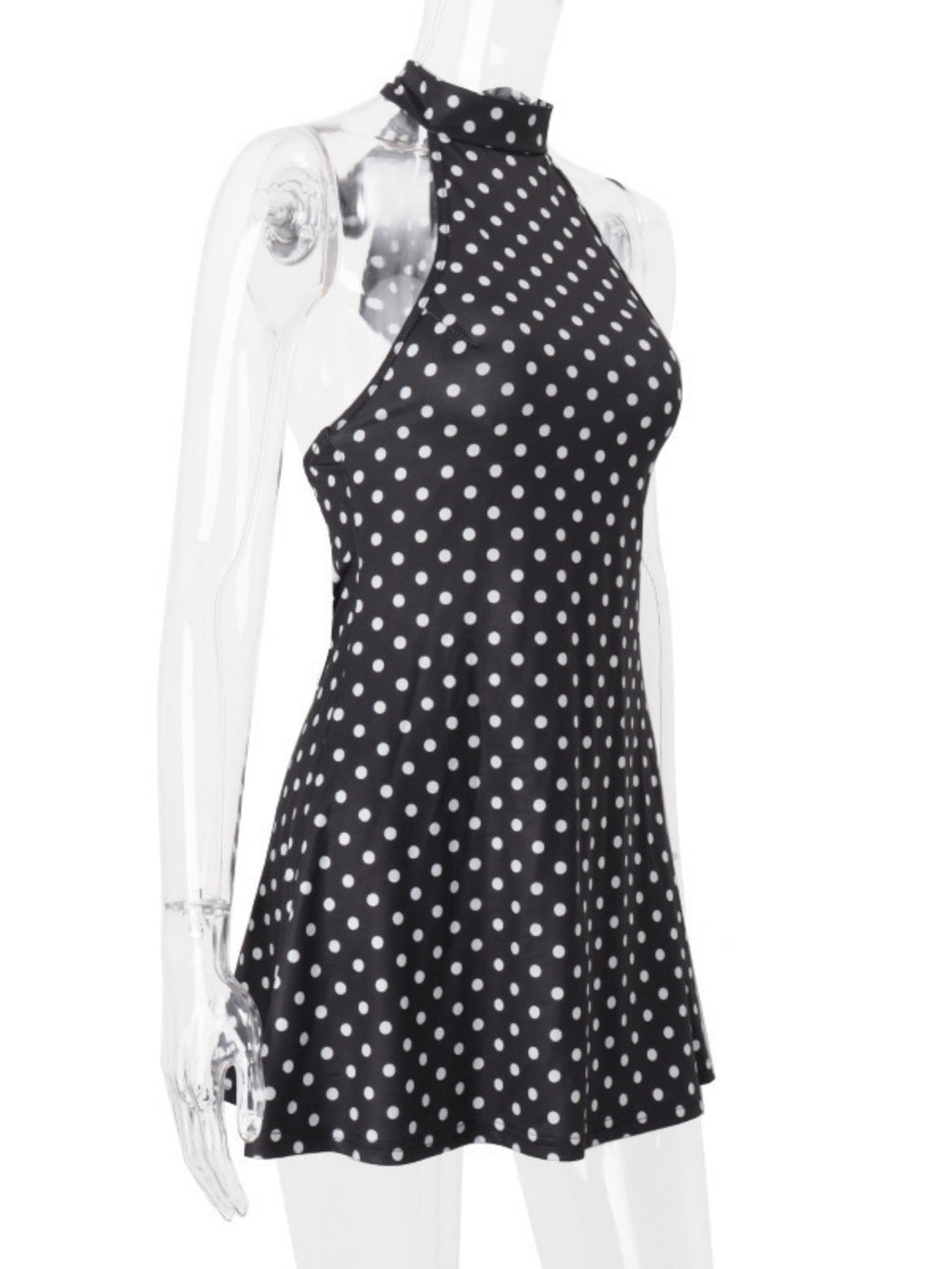 Polka Dots Neckband Backless Sweet Mini&Short Dresses