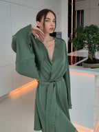 V-neck Thin Strap Nightgown Lazy Style Parties Mini&Short Dresses