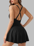 Tennis Skirt Cross Straps Anti-exposure Fitness Yoga Clothes Mini&Short Dresses