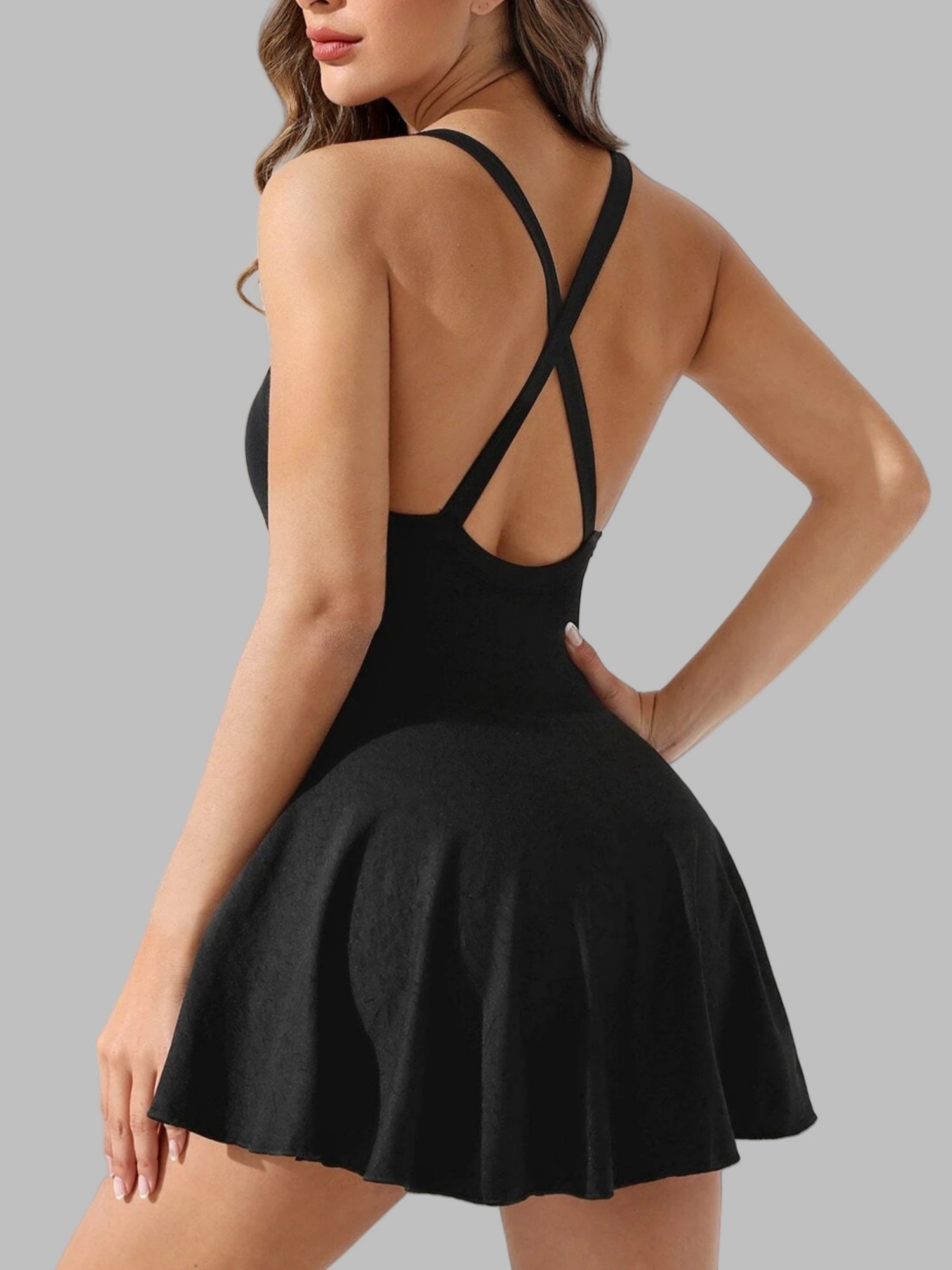 Tennis Skirt Cross Straps Anti-exposure Fitness Yoga Clothes Mini&Short Dresses