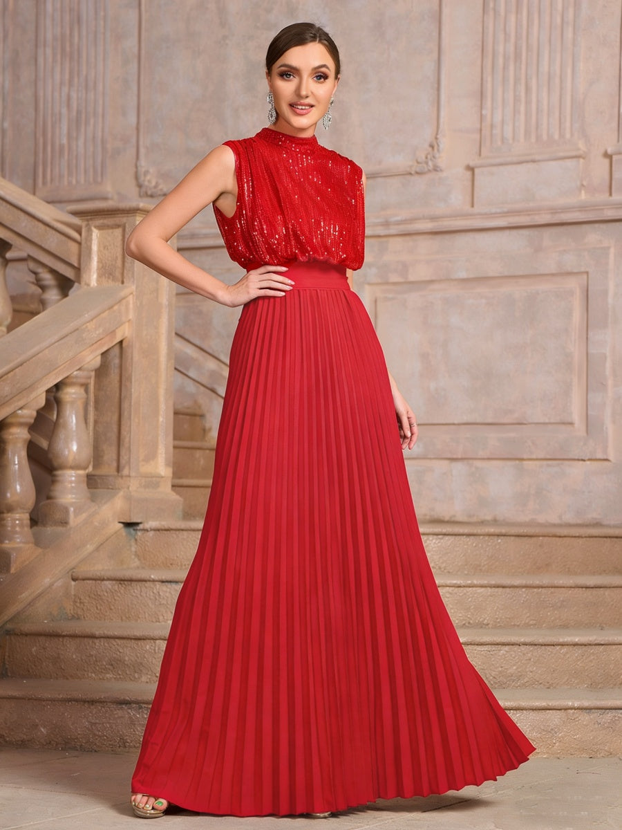 Sequins Crimp Banquet Formal Dress Party Wedding Backless Maxi Dresses