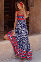 Scalloped Ric Rac Trim Sleeveless A-Line Maxi Dress
