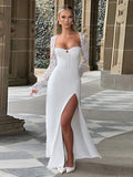High Slit Lace Formal Dress Maxi Dresses