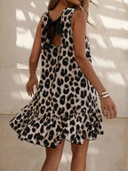 Leopard Print A-line Sleeveless Short Dress