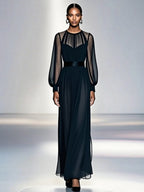Black Waist Camisoles Mesh 2-piece Sets Maxi Dresses