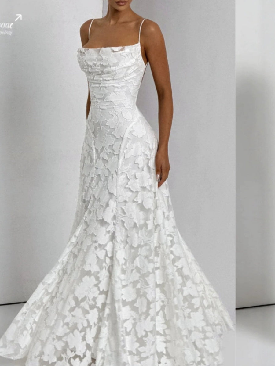 Backless Blended Formal Dress Maxi Dresses