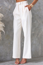 Adjustable Strap Slit Front Top and Pocketed Wide Leg Pants Set