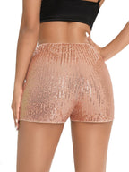 Sequins High Elasticity Mid-rise Straight-fit Shorts