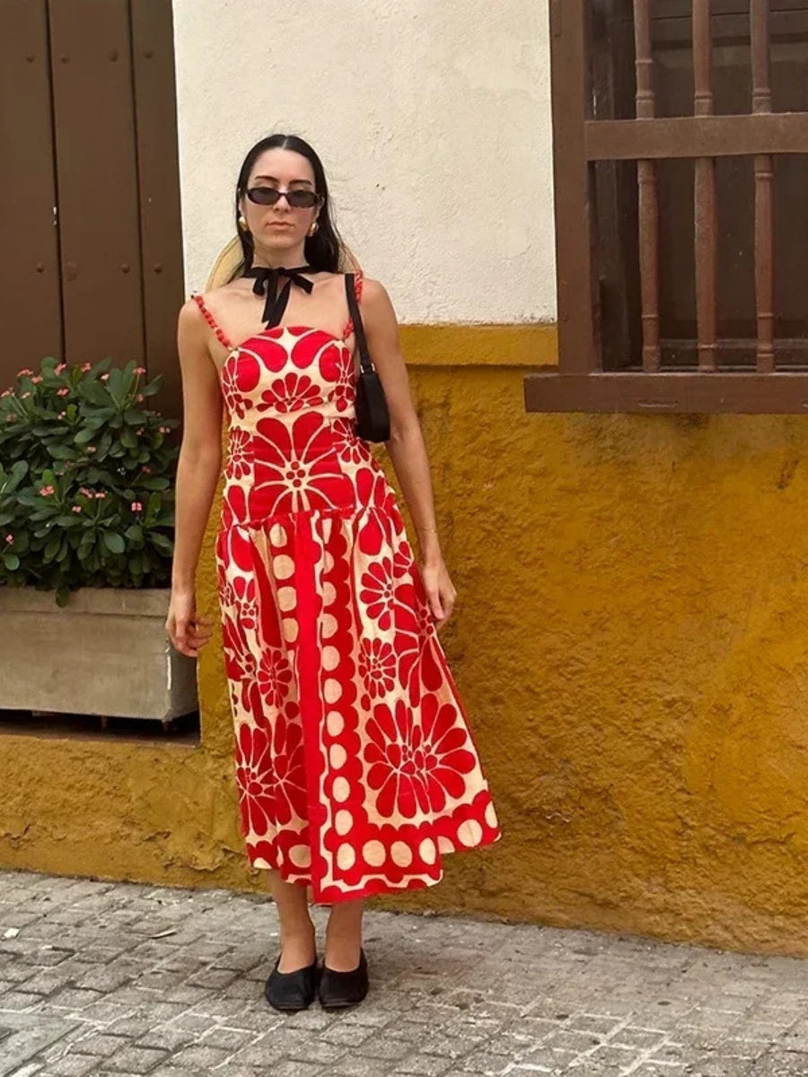 Printed Vacation Camisoles Maxi Dresses