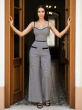 Plaid Camisoles Wide Leg Commuting Jumpsuits