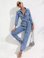 Button-up Slim-fit Jumpsuit Jeans