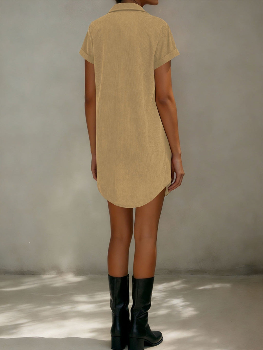 Solid Color Midi-length Tie Dress