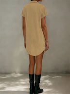 Solid Color Midi-length Tie Dress