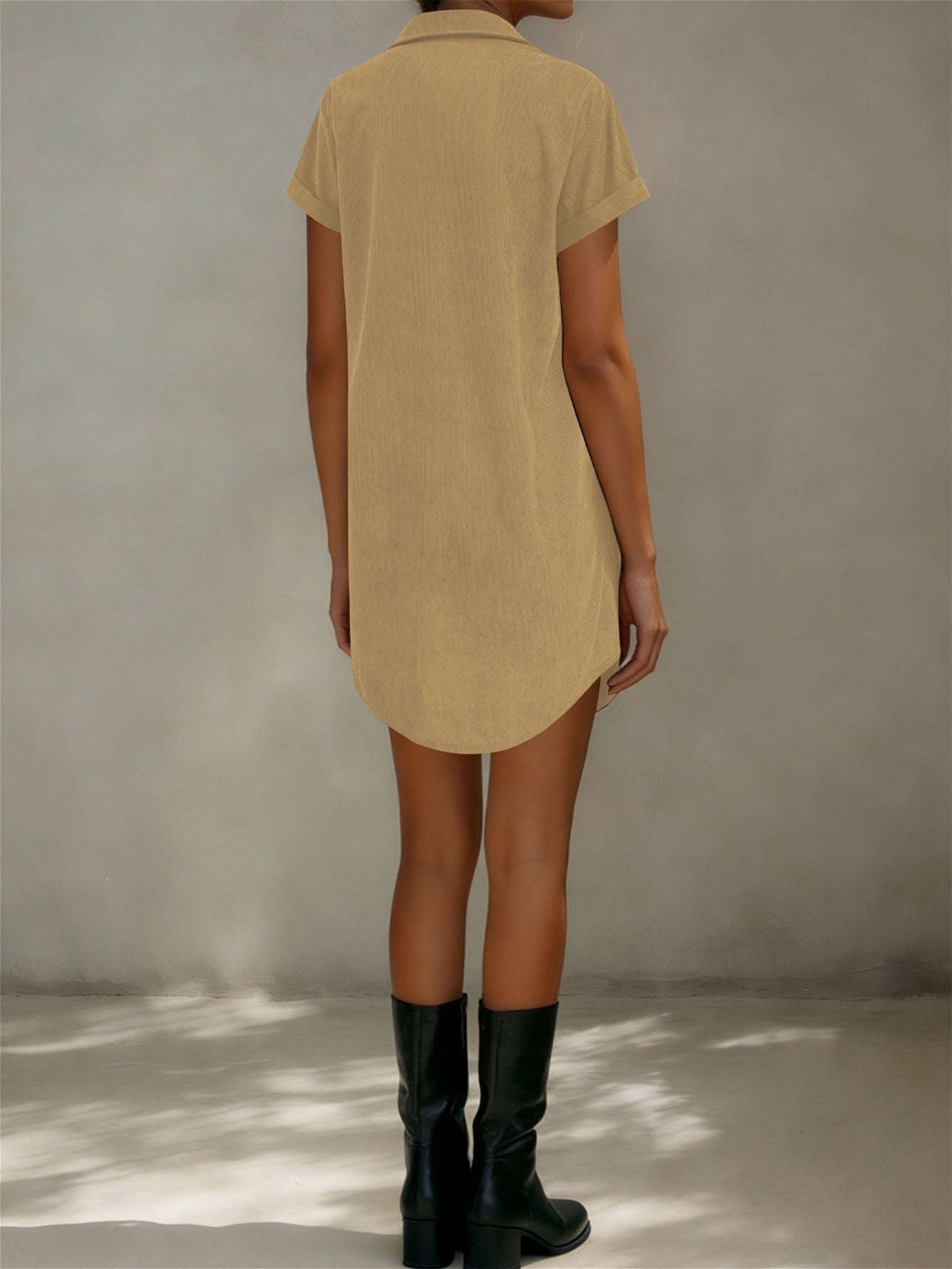 Solid Color Midi-length Tie Dress