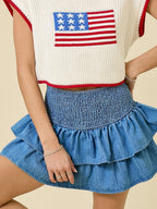 Denim Ruffle Splicing Slab Skirts